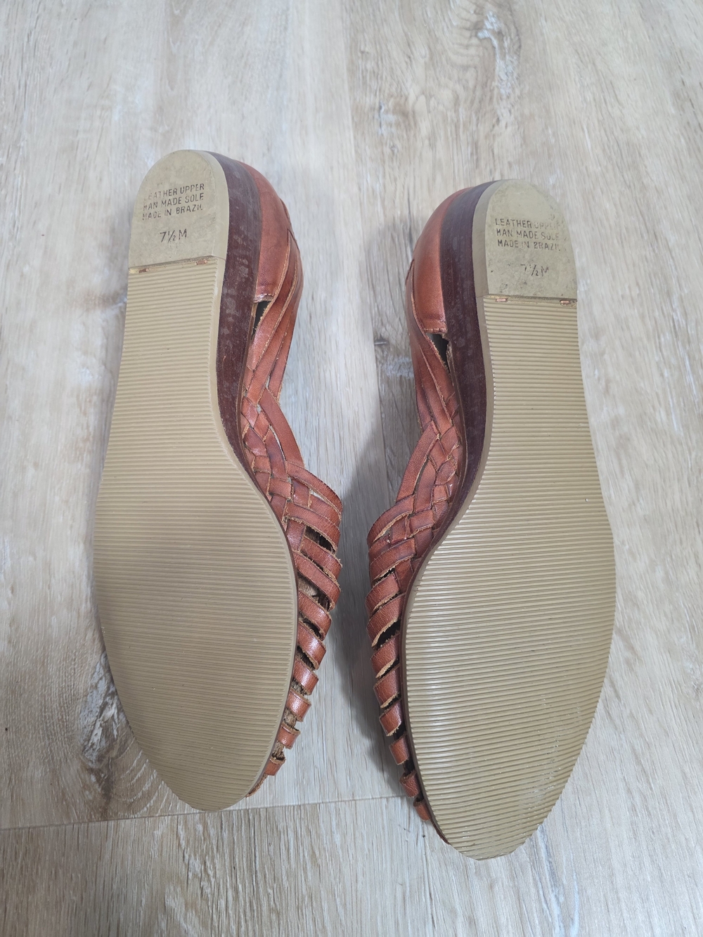 Jennifer Moore Adventure Women’s Brown Leather Woven Huarache Flats - Picture 10 of 11